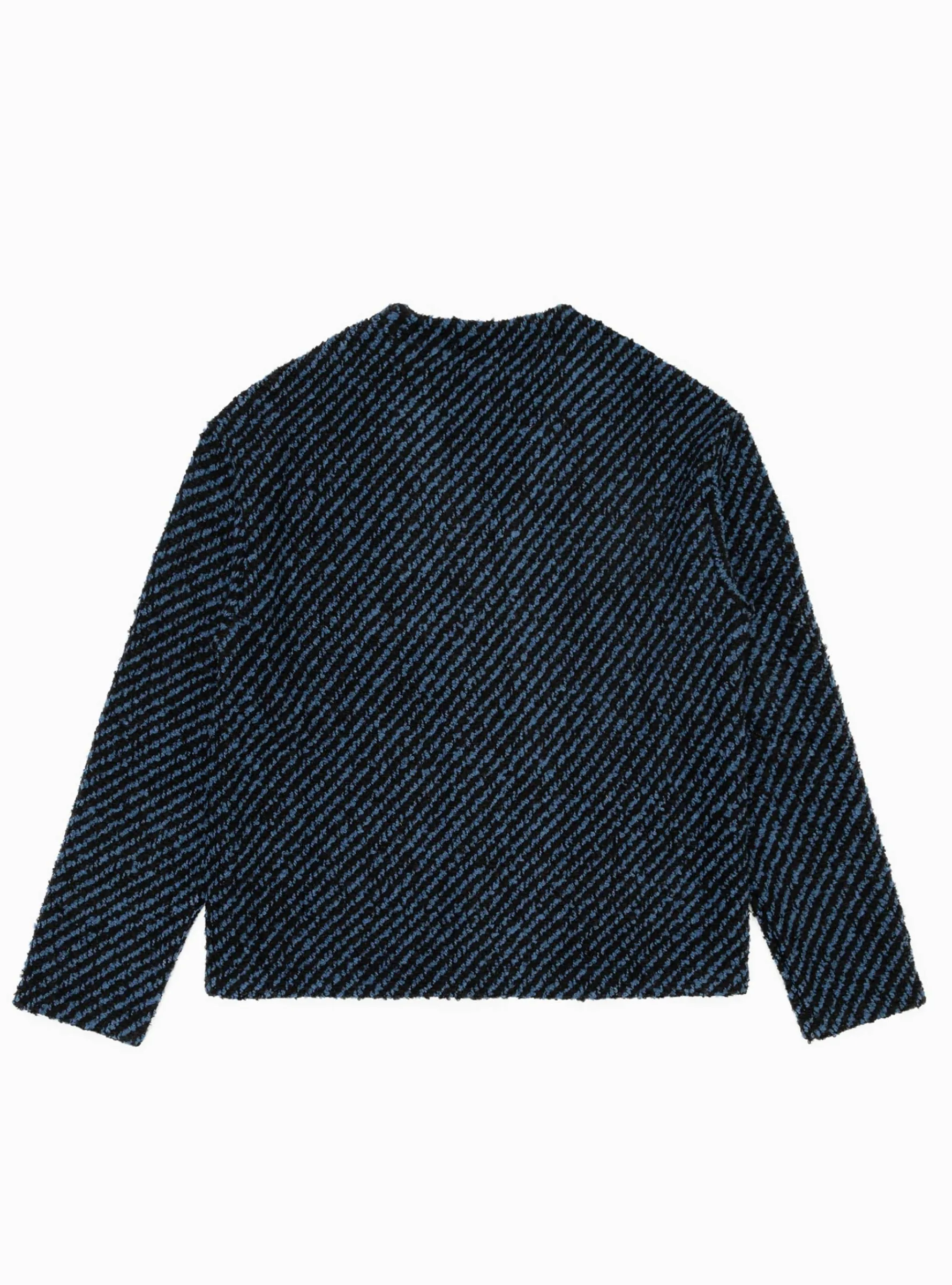 Wool Boucle Cardigan Navy & Black Stripe<Reception Hot