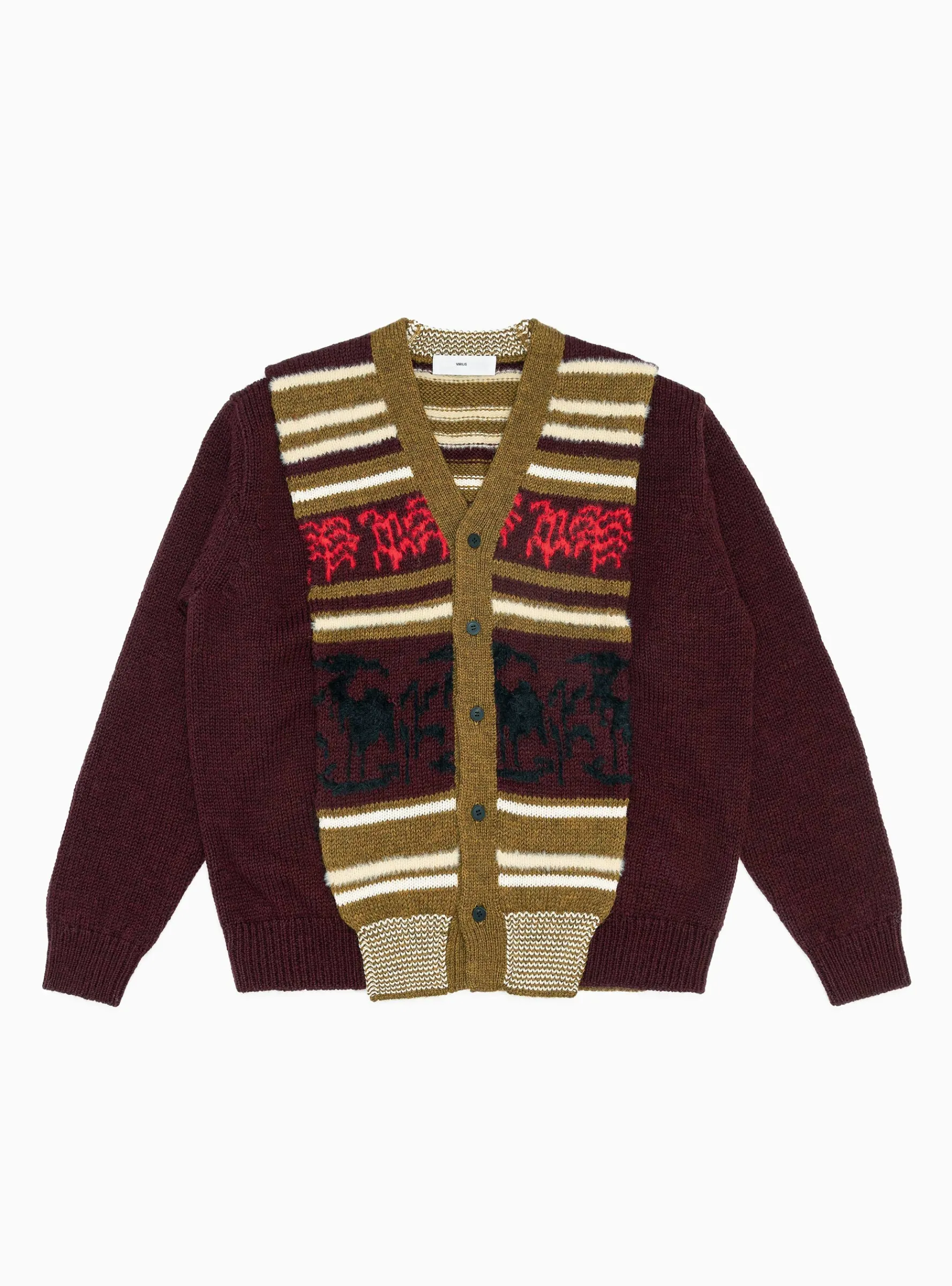 Wool Jacquard Knit Cardigan Dark Red<TOGA VIRILIS Clearance