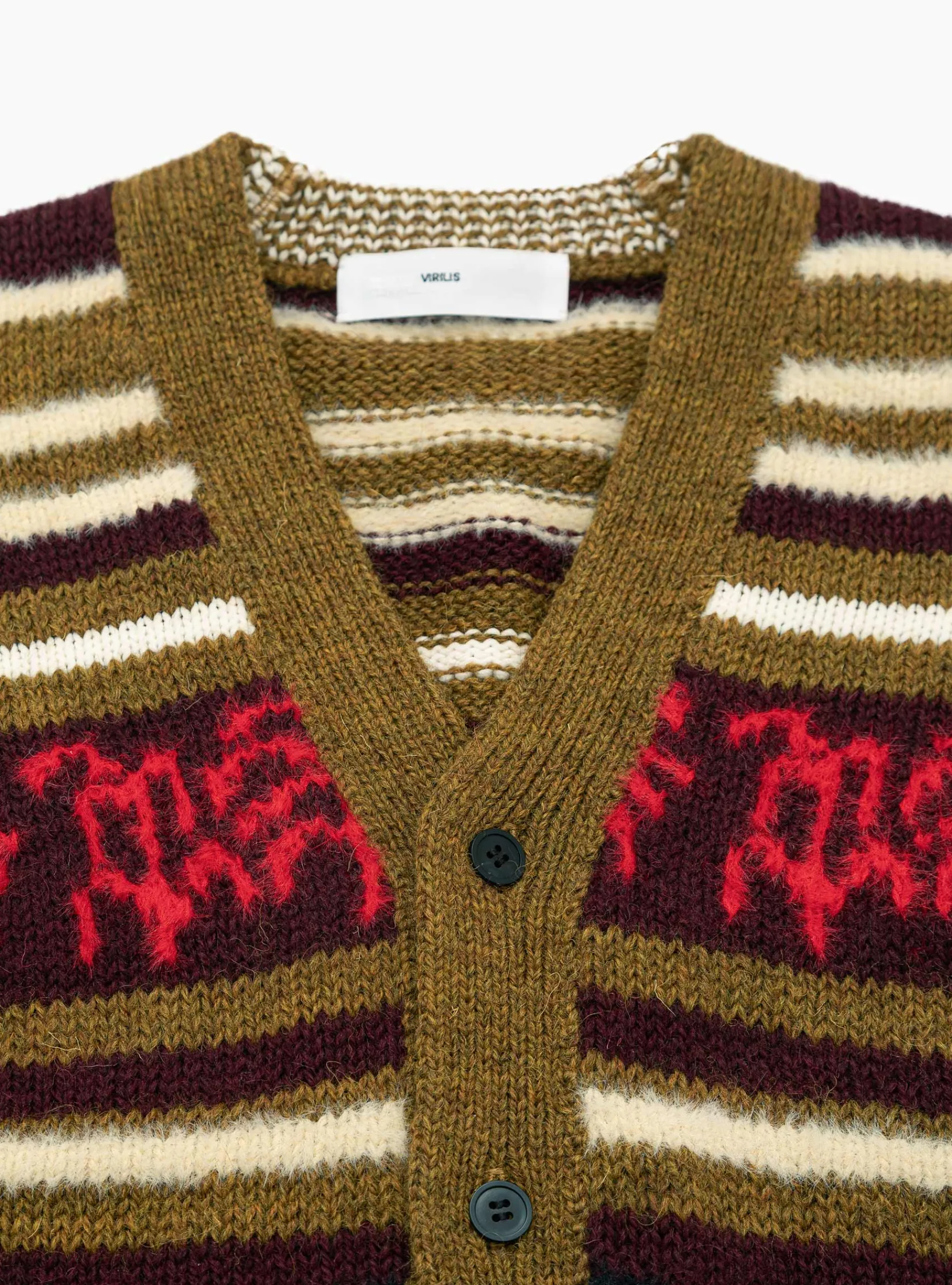 Wool Jacquard Knit Cardigan Dark Red<TOGA VIRILIS Clearance
