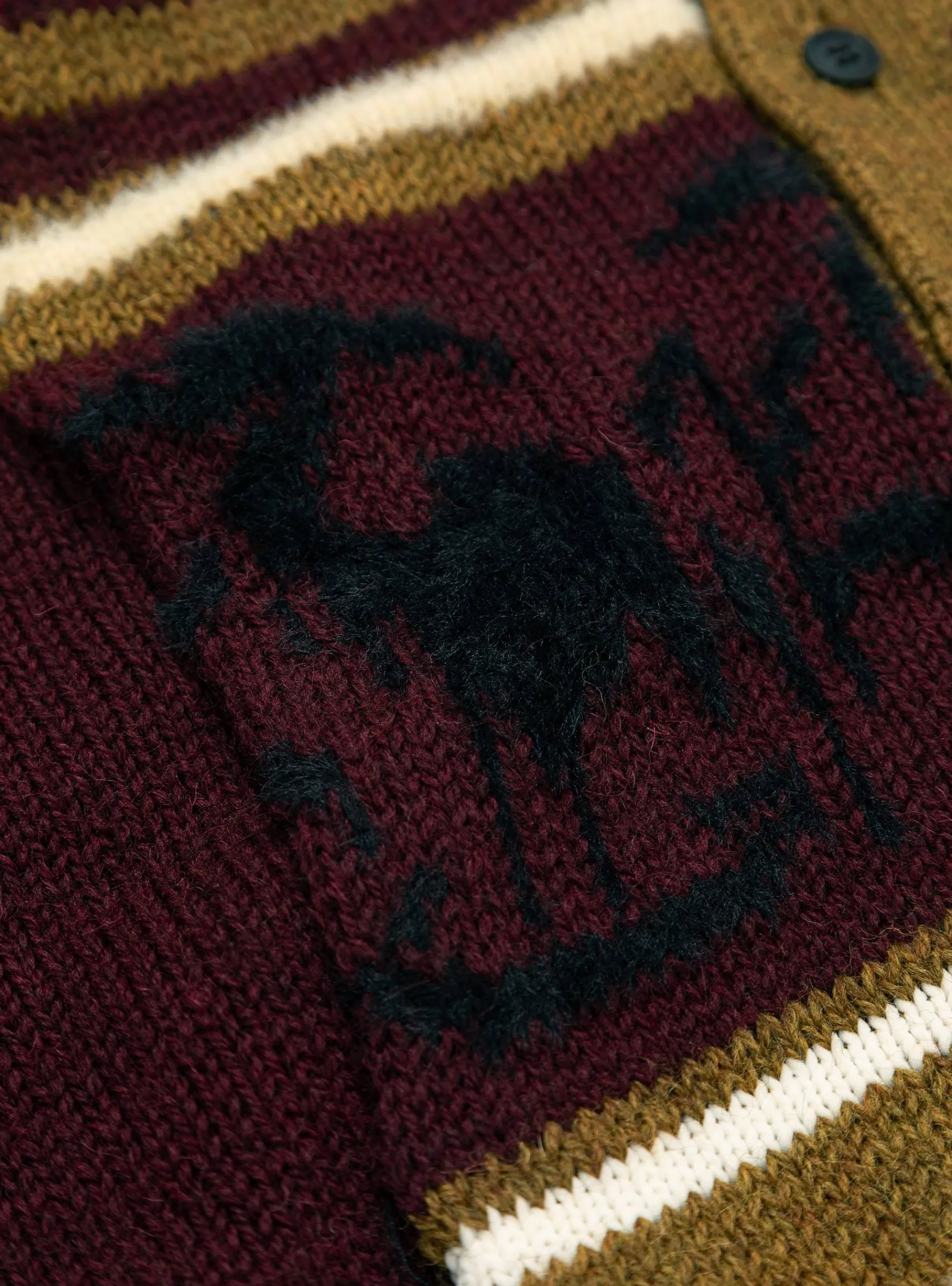 Wool Jacquard Knit Cardigan Dark Red<TOGA VIRILIS Clearance