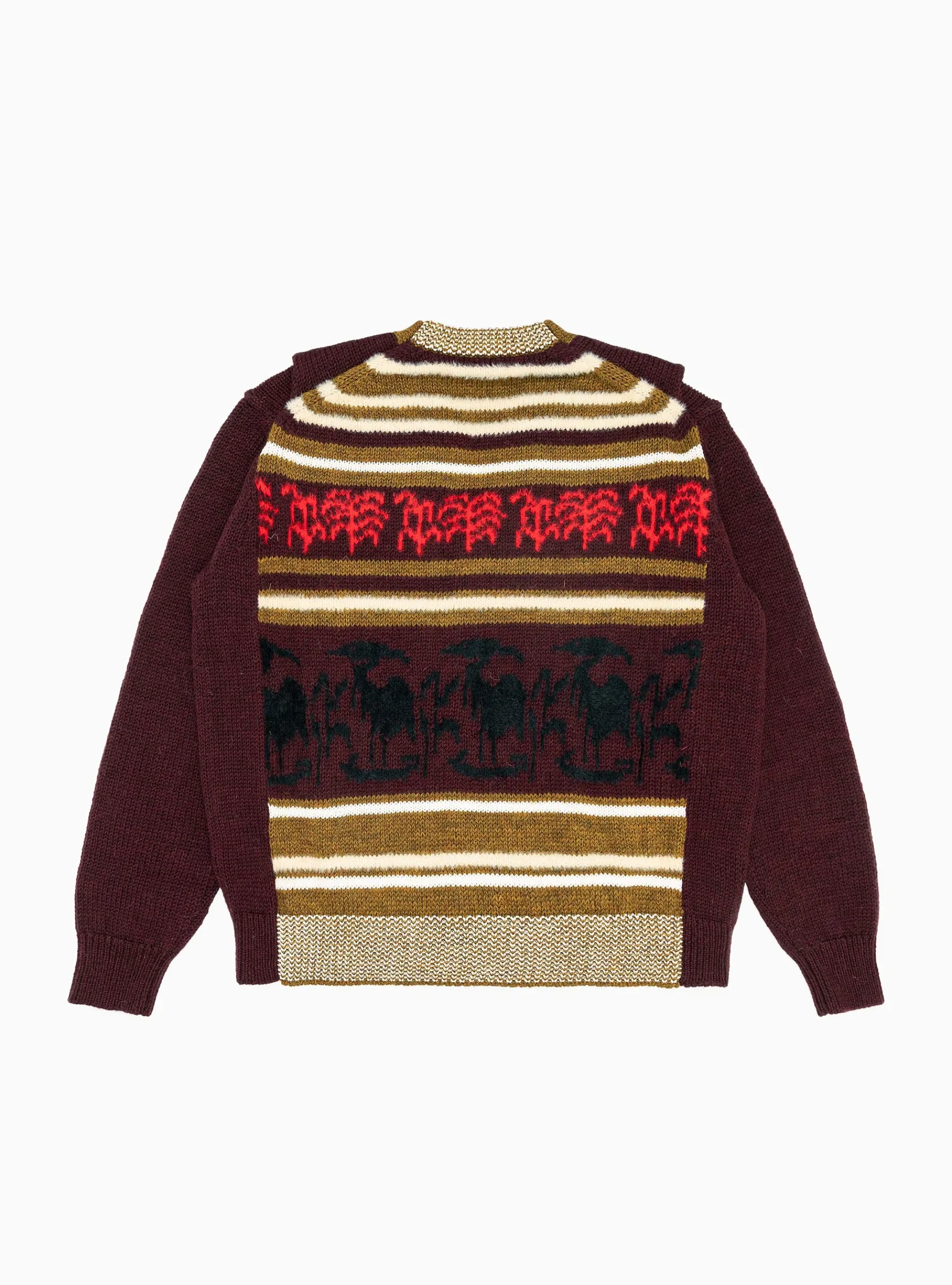 Wool Jacquard Knit Cardigan Dark Red<TOGA VIRILIS Clearance