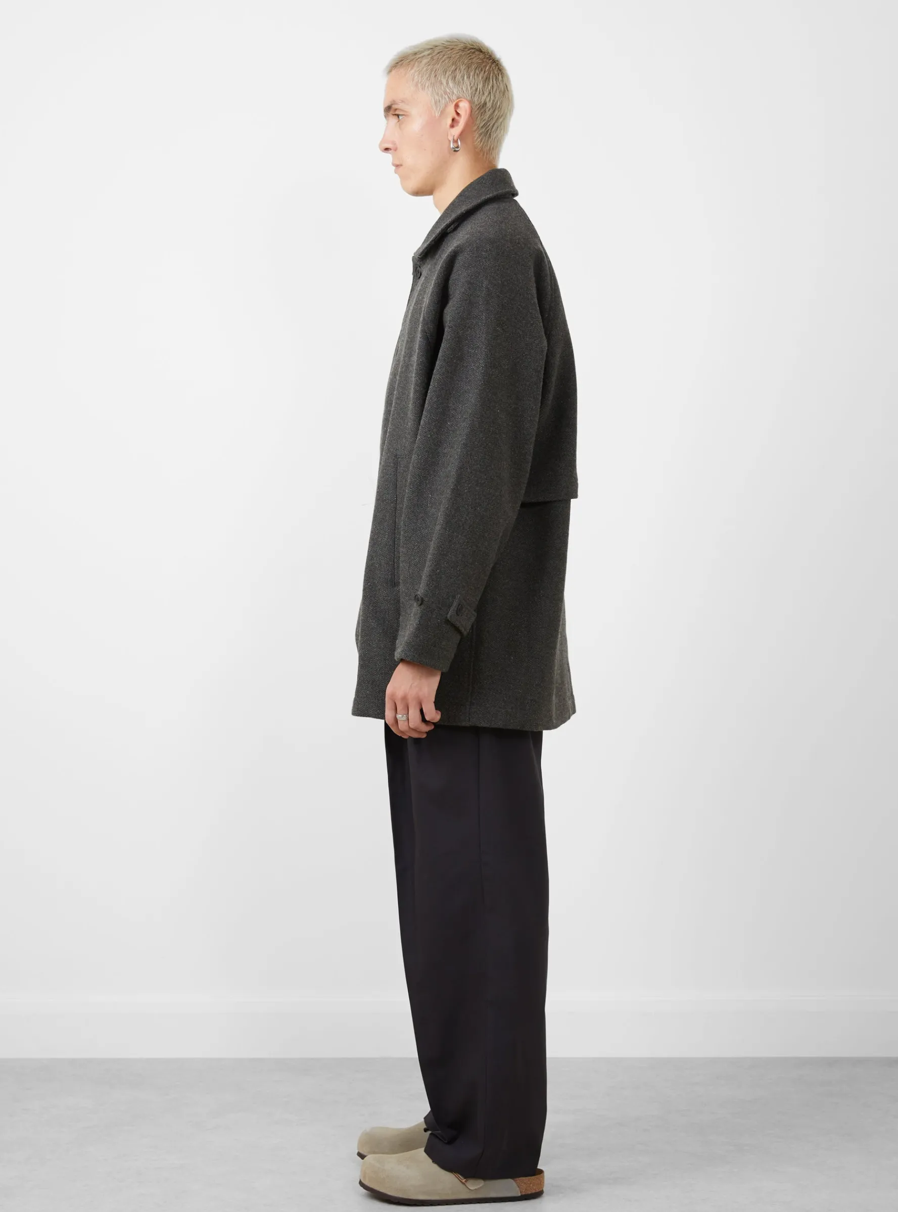 Wool & Nylon Half Coat Khaki Grey<Still By Hand Hot