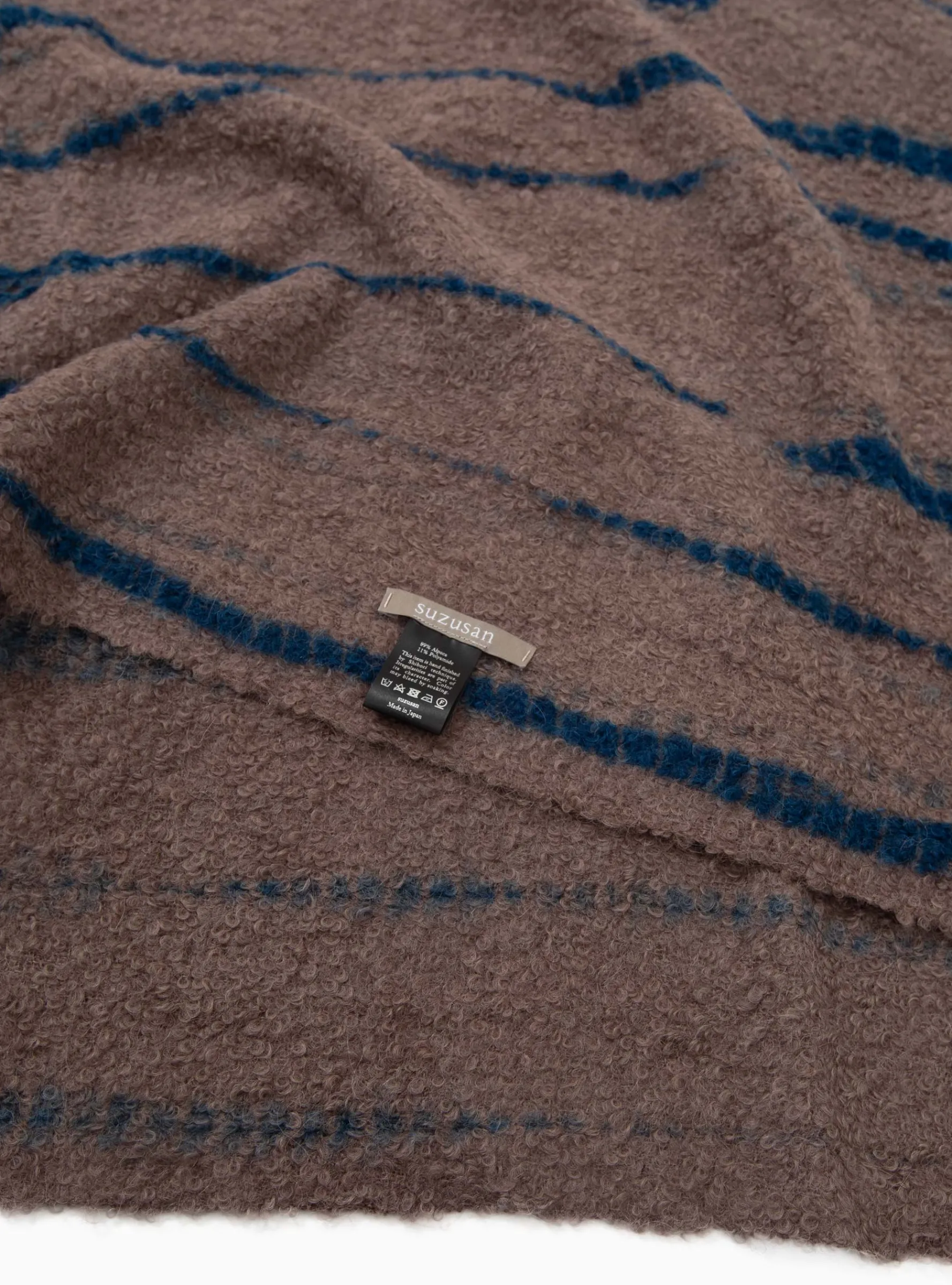 Yanagi Shibori Bouclé Throw Brown & Indigo<Suzusan Discount