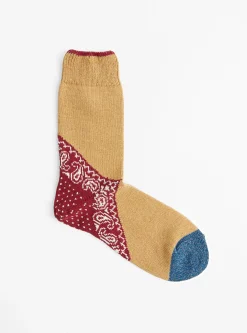 96 Yarns Heel Paisley Bandana Socks Red<Kapital Best