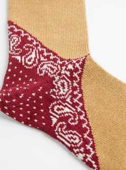 96 Yarns Heel Paisley Bandana Socks Red<Kapital Best