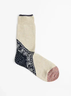 96 Yarns Heel Paisley Bandana Socks Navy<Kapital Discount