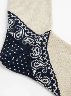 96 Yarns Heel Paisley Bandana Socks Navy<Kapital Discount