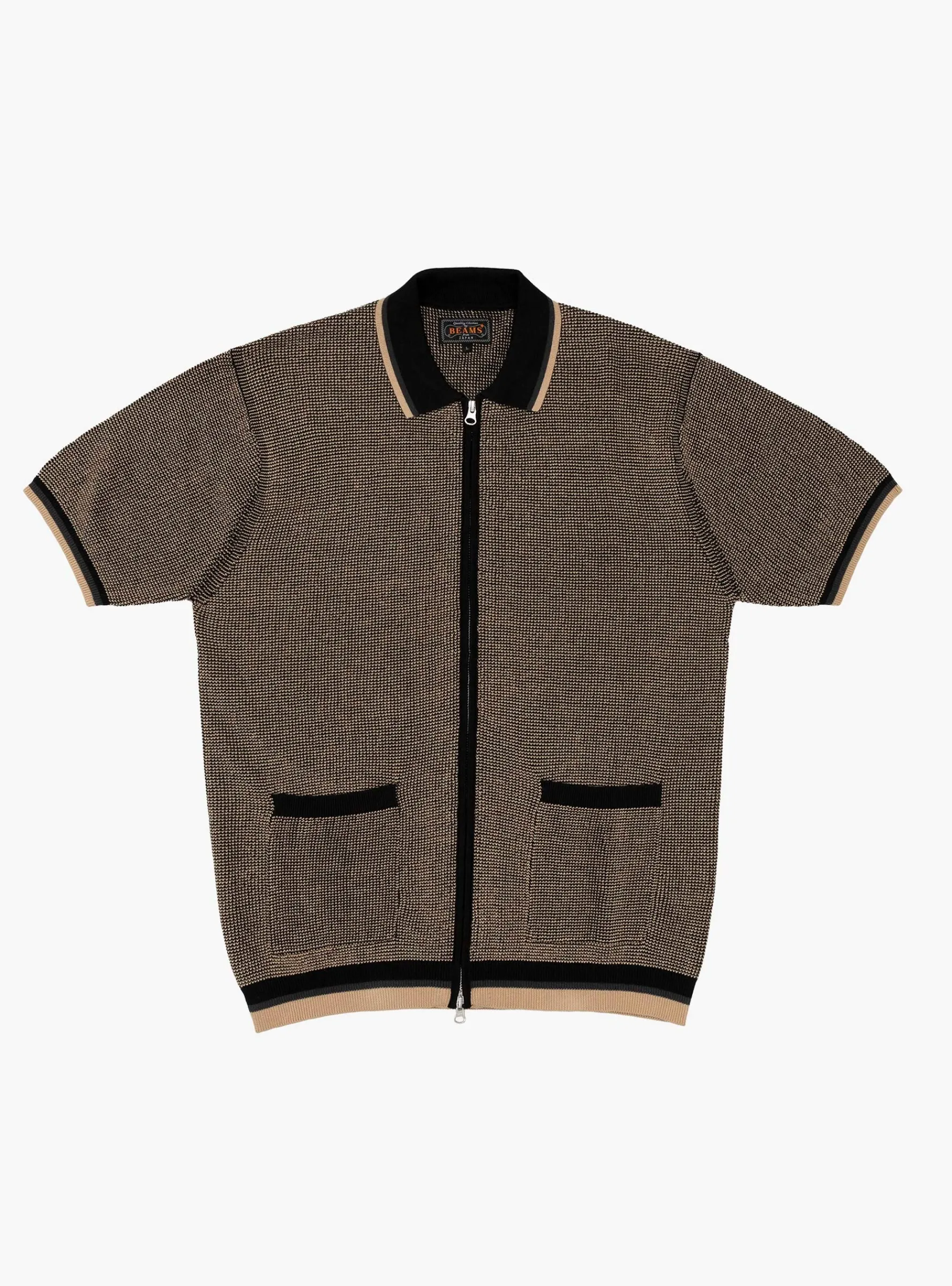 Zip Knit Polo Black<Beams Plus Sale