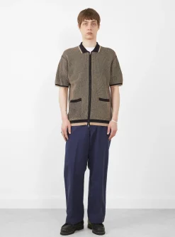 Zip Knit Polo Black<Beams Plus Sale