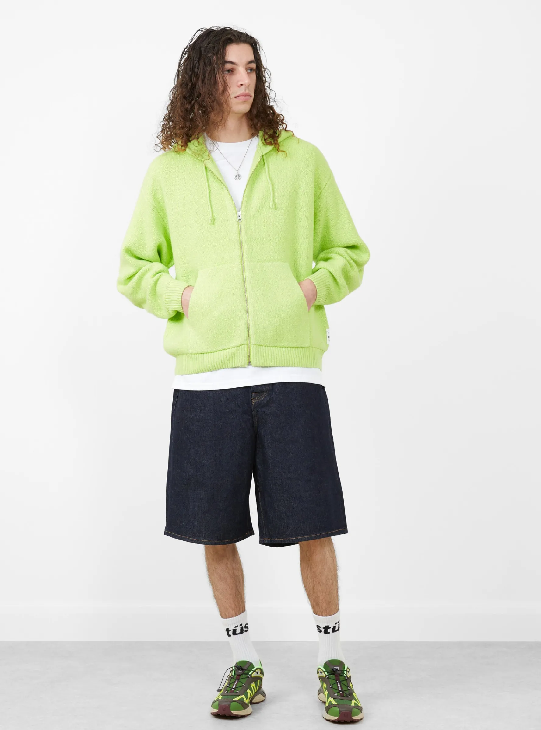 Zip Up Hooded Sweater Faded Lime<Stüssy Fashion