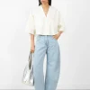 Circle Hem V-Neck Top Papyrus<Modern Weaving Fashion